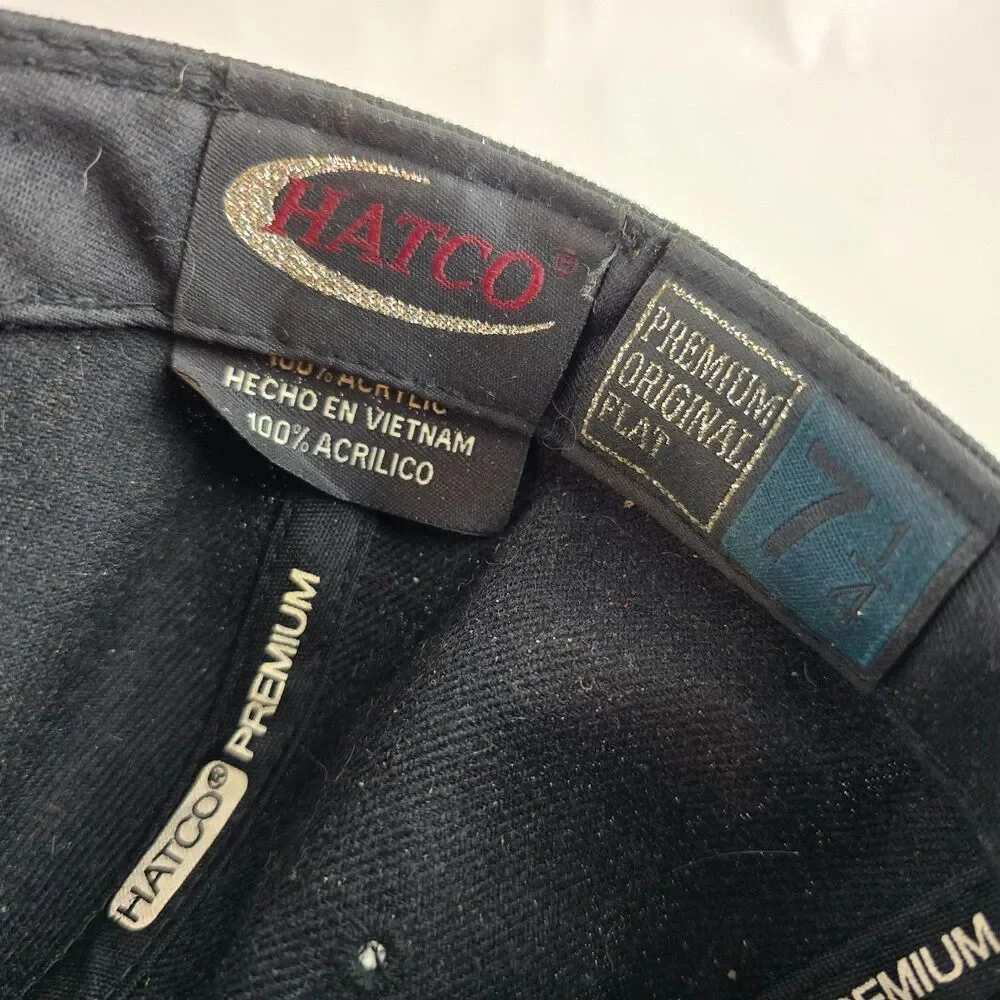 Dodge Ram Hat Mens 7 1/4 Black Flat Bill Fitted Cap Hatco Truck Logo Acyrlic